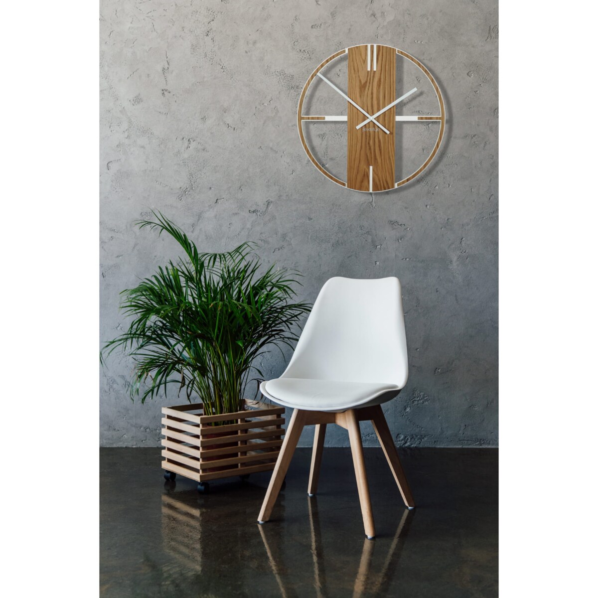 Metalowy zegar ścienny dębowy Unique 50cm