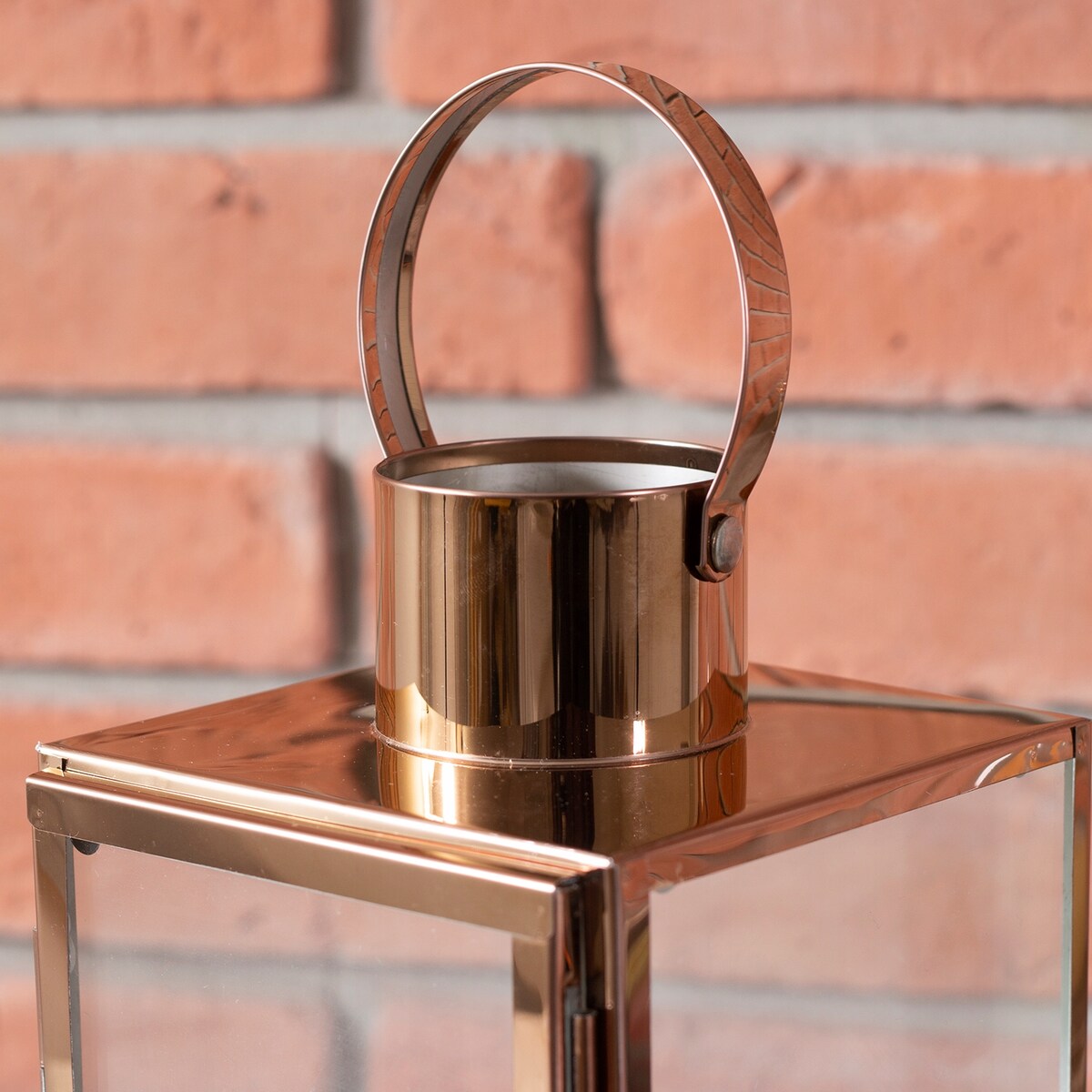 LAMPION ROSE GOLD metal / szkło wys. 31cm