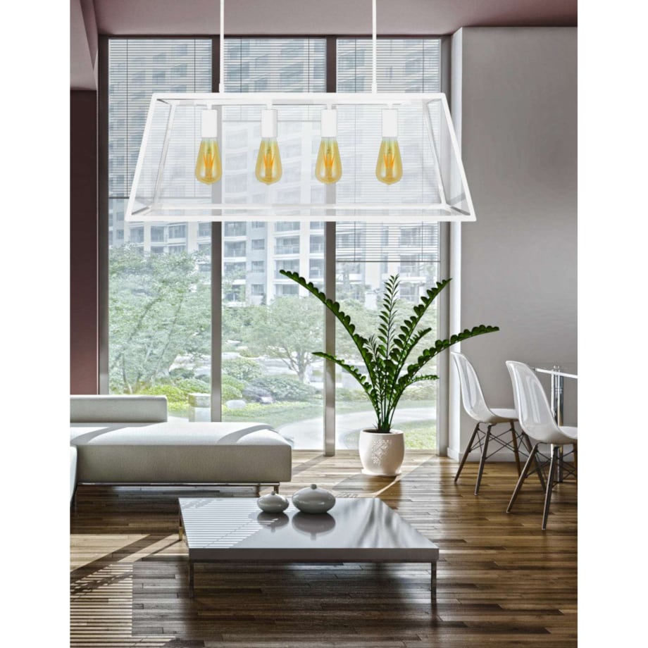 LAMPA wisząca FINLAND 307163 Polux loftowa OPRAWA zwis klatka retro biała przezroczysta