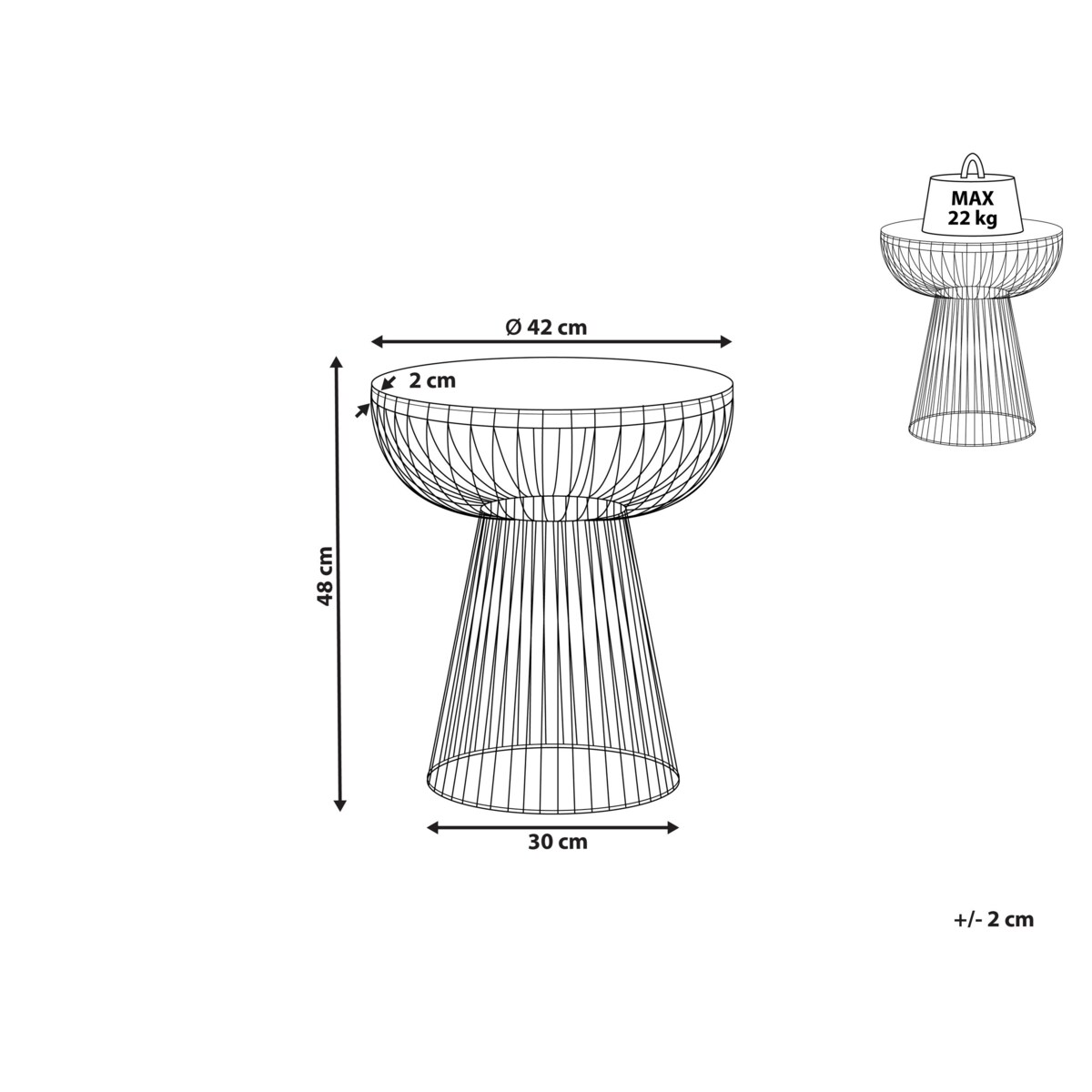 Stolik pomocniczy biały marmur ze złotym CHEYNES