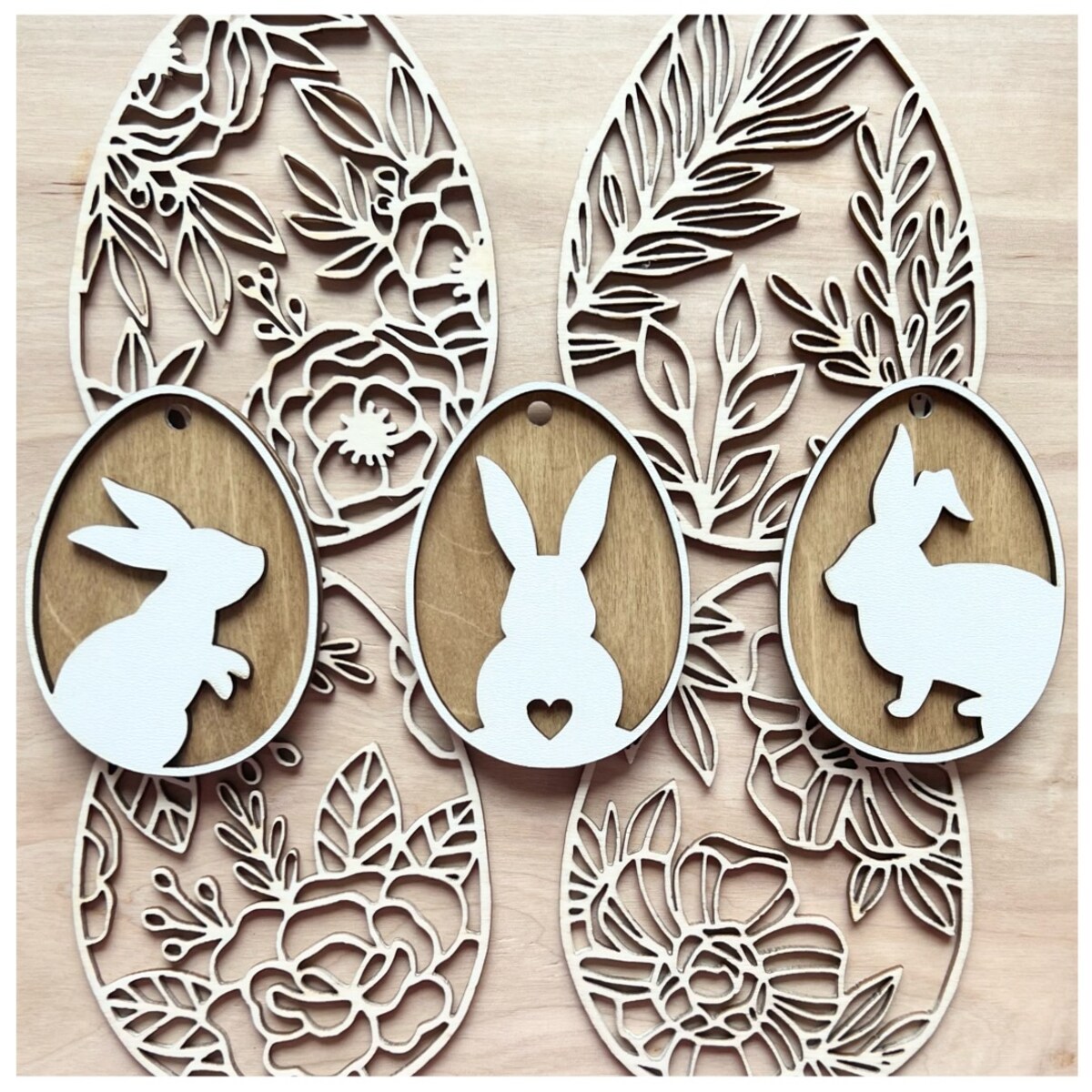 Zawieszki wielkanocne JAJKA 6 szt dwustronny