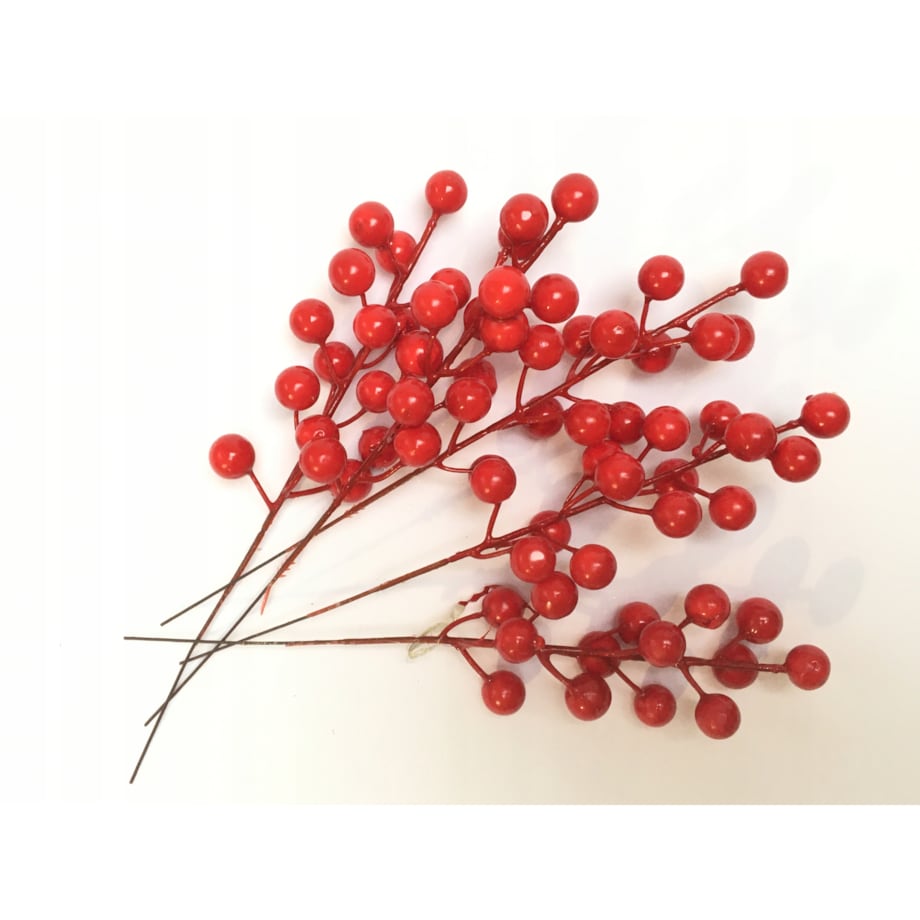 JARZĘBINKA CZERWONA na druciku 5szt dodatek stroik dekoracja święta koralik