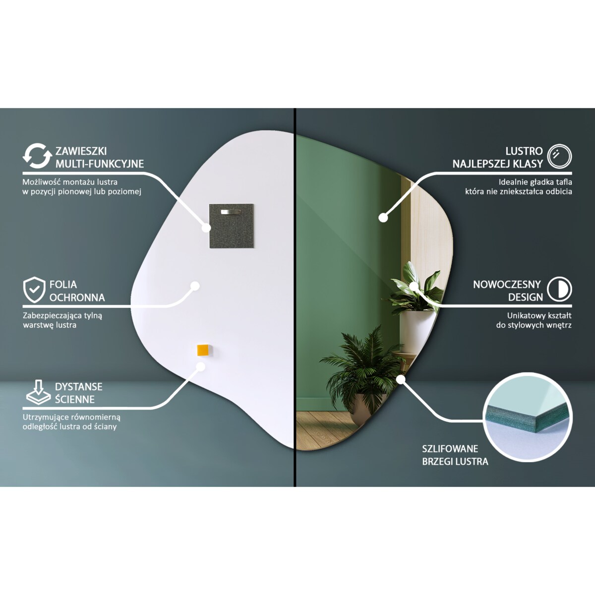 Lustro Nieregularne Plama 48,3x47,9 cm