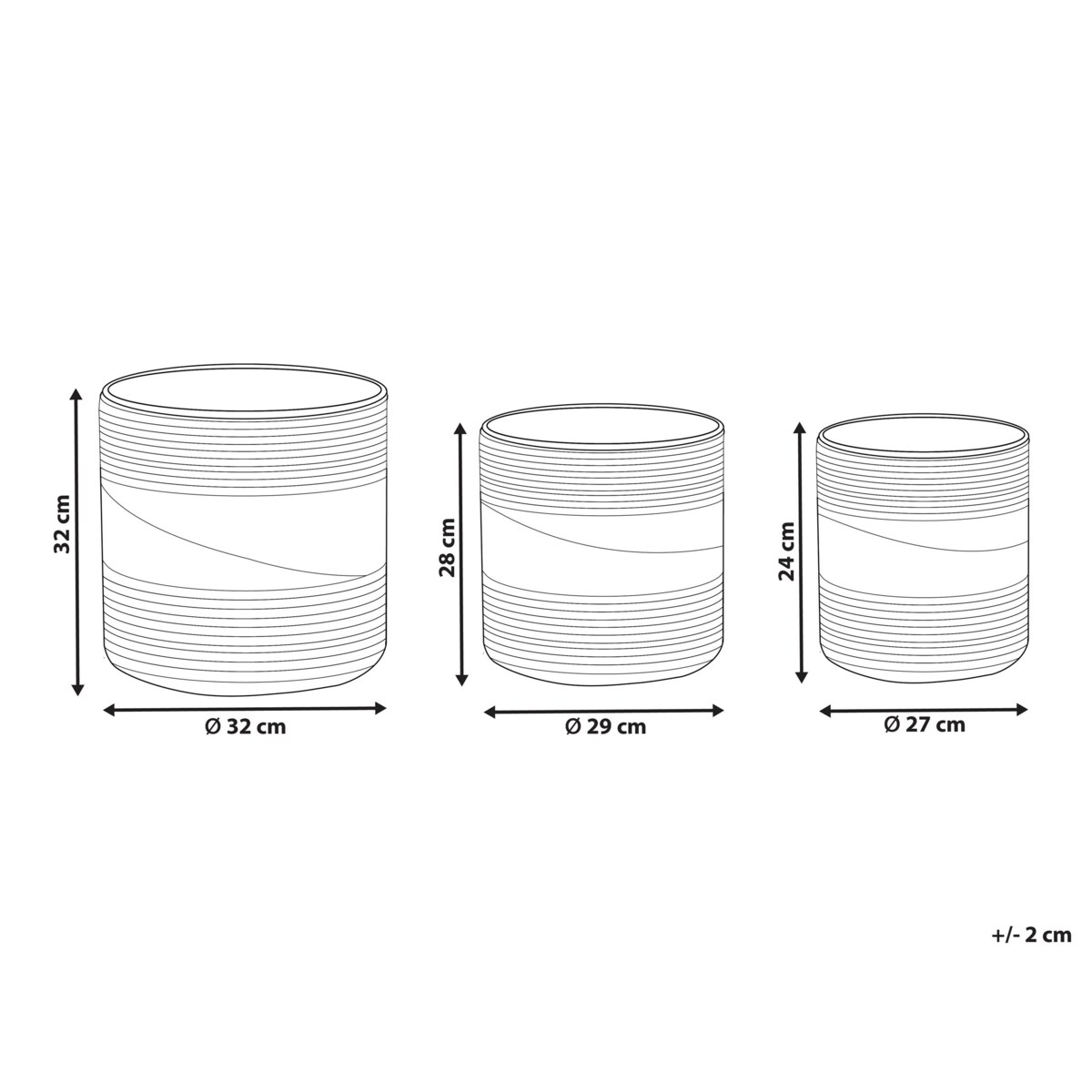 Zestaw 3 koszy na kwiaty z trawy morskiej naturalny z czarnym RATTAIL