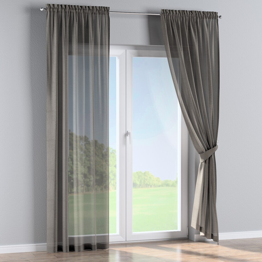 Zasłona na kanale z grzywką 1 szt. 130x260 szary