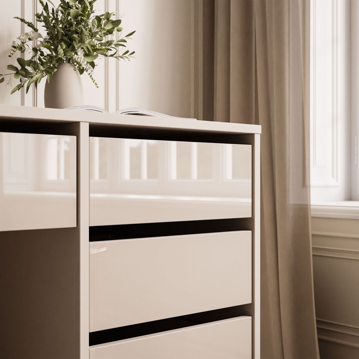 Biurko MADA GLOSS z szufladami kaszmir połysk