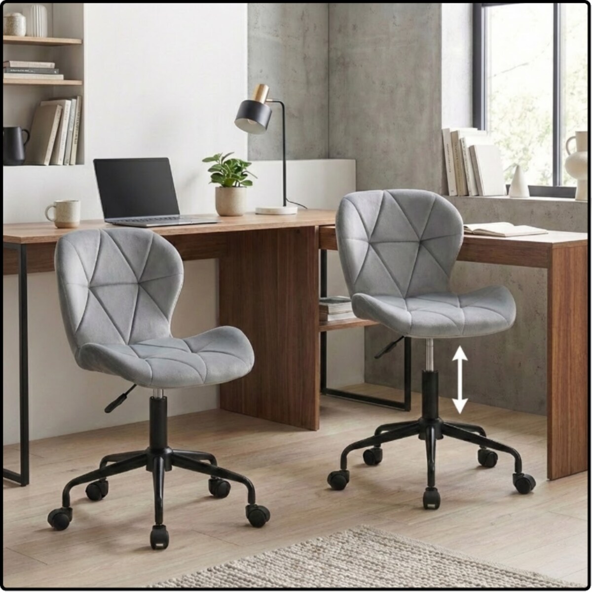 Fotel biurowy krzesło obrotowe do biurka ucznia gabinetu regulowane szare welurowe