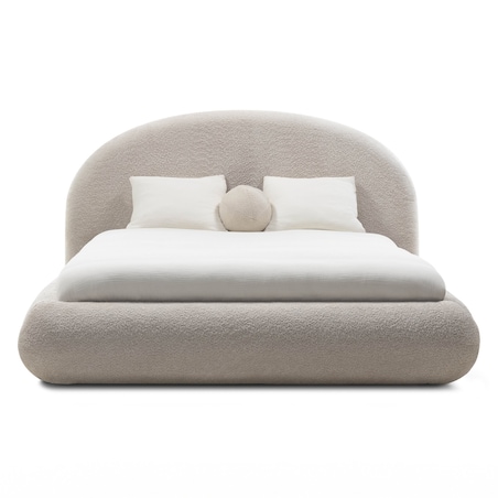 Łóżko tapicerowane 160x200 cm beżowe bouclé Riaci