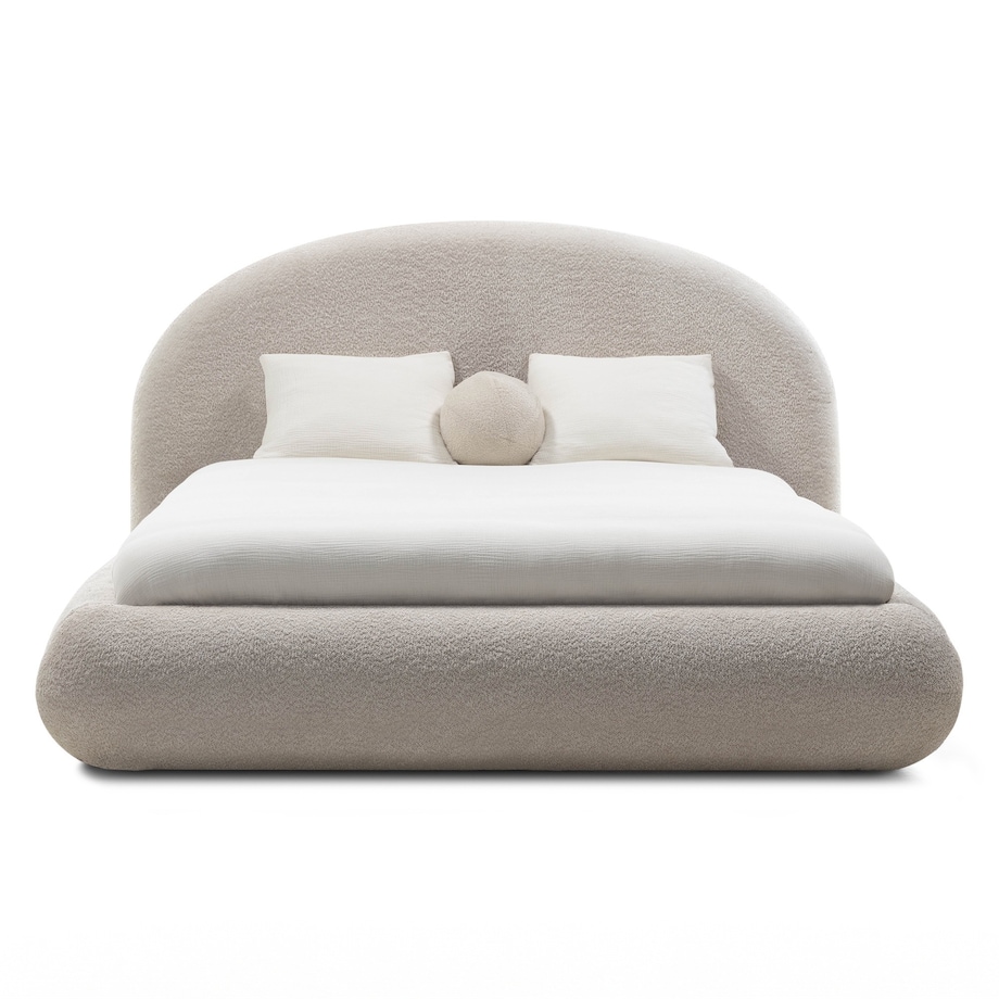 Łóżko tapicerowane 160x200 cm beżowe bouclé Riaci