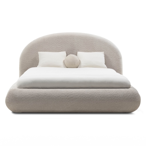 Łóżko tapicerowane 160x200 cm beżowe bouclé Riaci