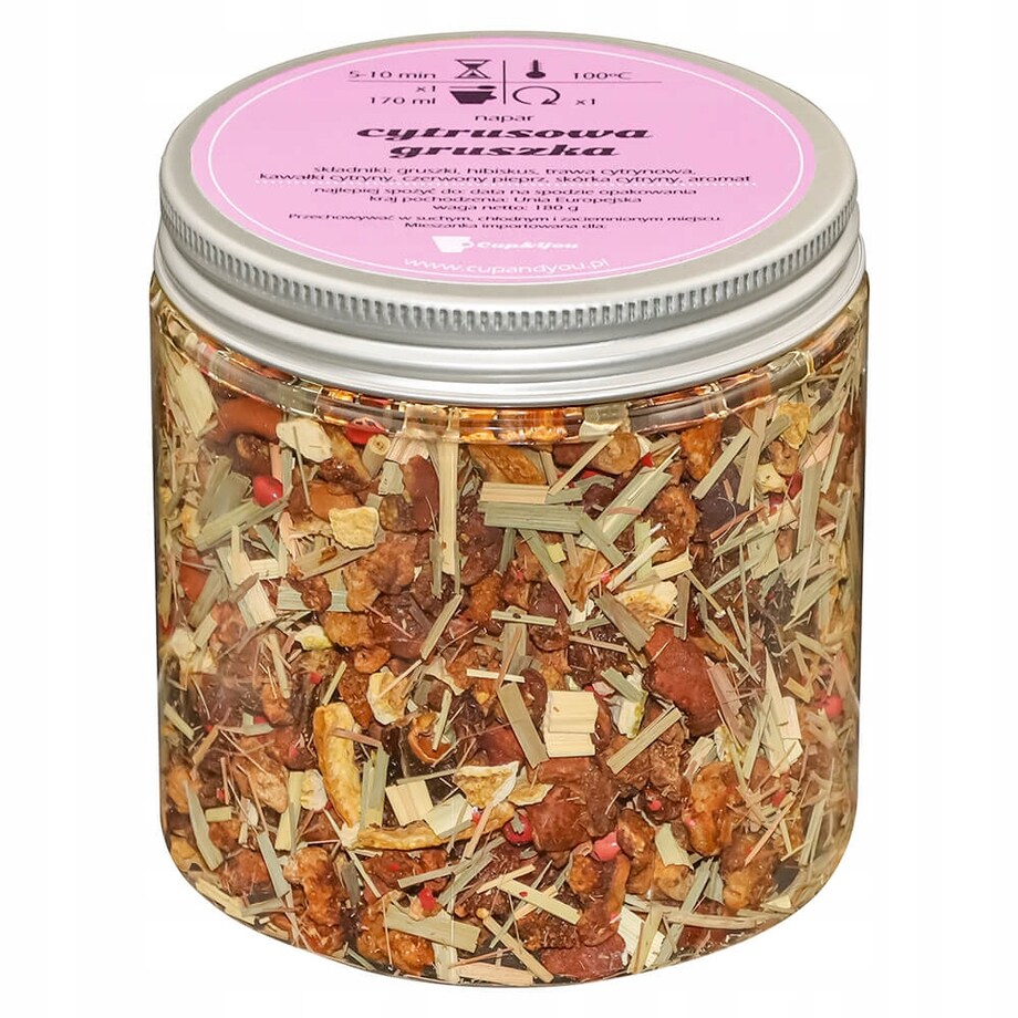 Herbata owocowa CYTRUSOWA GRUSZKA o smaku orzeźwiających cytrusów PREMIUM - herbata liściasta sypana mieszanka napar susz - gotowa na prezent upominek
