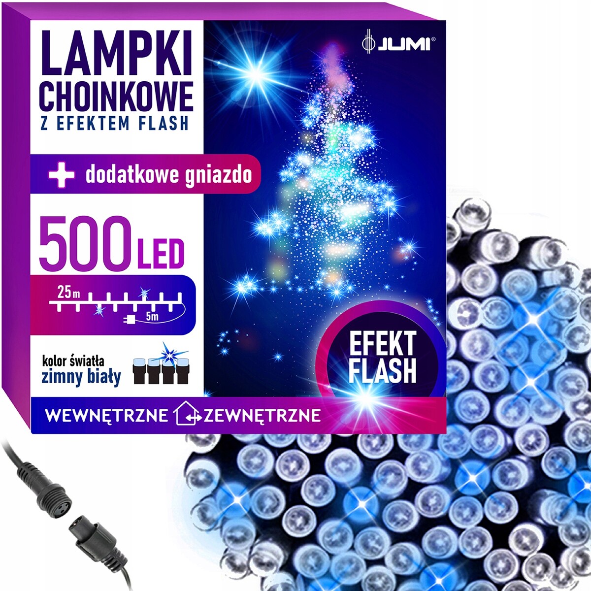 Lampki Choinkowe Na Święta Choinkę 500 Led Zimny Biały Flash Girland