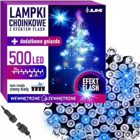 Lampki Choinkowe Na Święta Choinkę 500 Led Zimny Biały Flash Girland