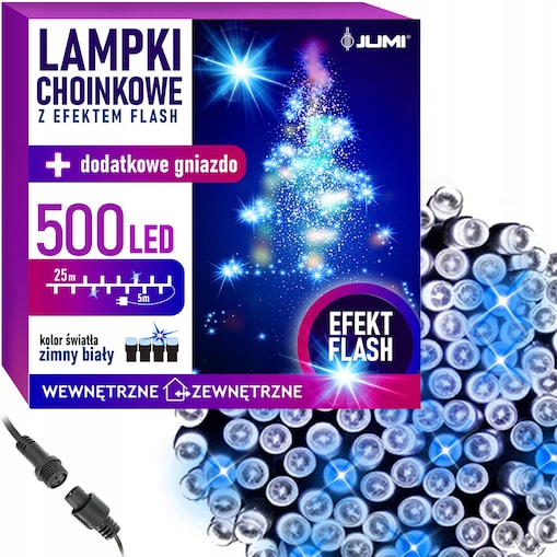 Lampki Choinkowe Na Święta Choinkę 500 Led Zimny Biały Flash Girland