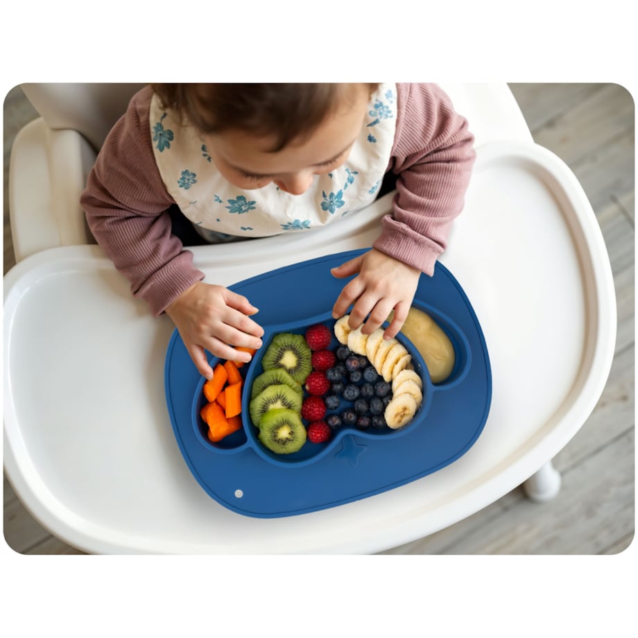 Talerzyk dla dziecka silikonowy do karmienia Korona niebieski Ricokids