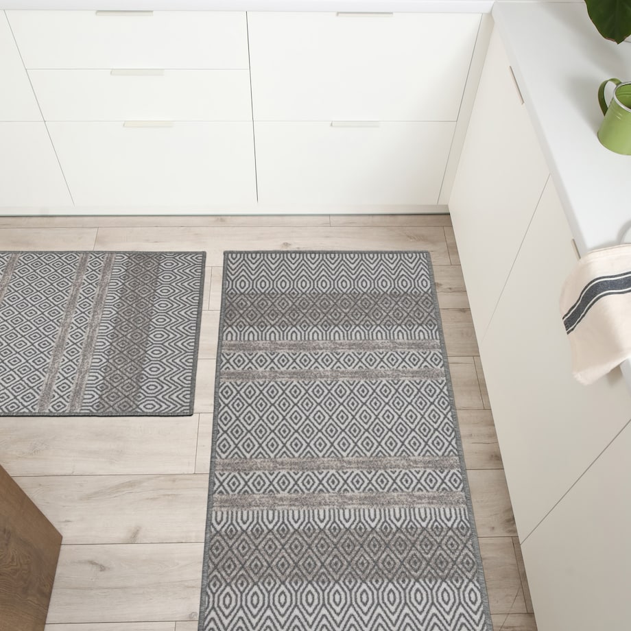 Chodnik Antypoślizgowy Vita 80x150 cm Geometryczny Szary