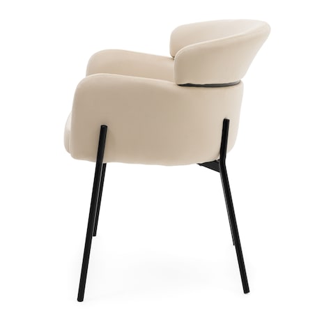 Krzesło tapicerowane welurowe do salonu BOLZANO beżowe