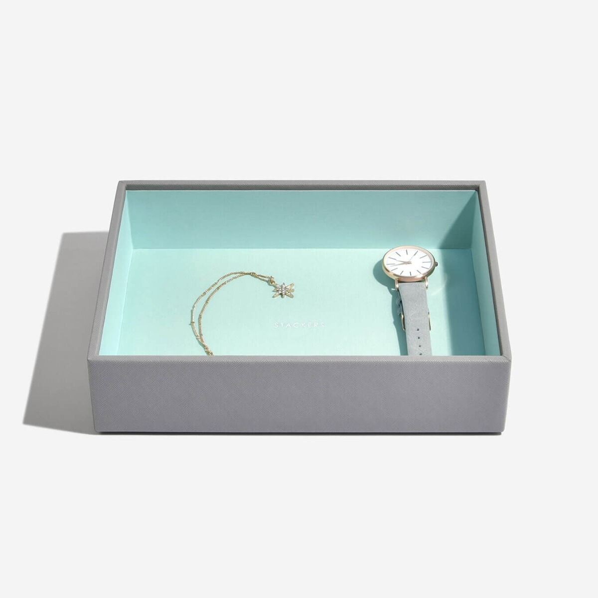 Szkatułka na biżuterię Stackers open classic szaro-miętowa