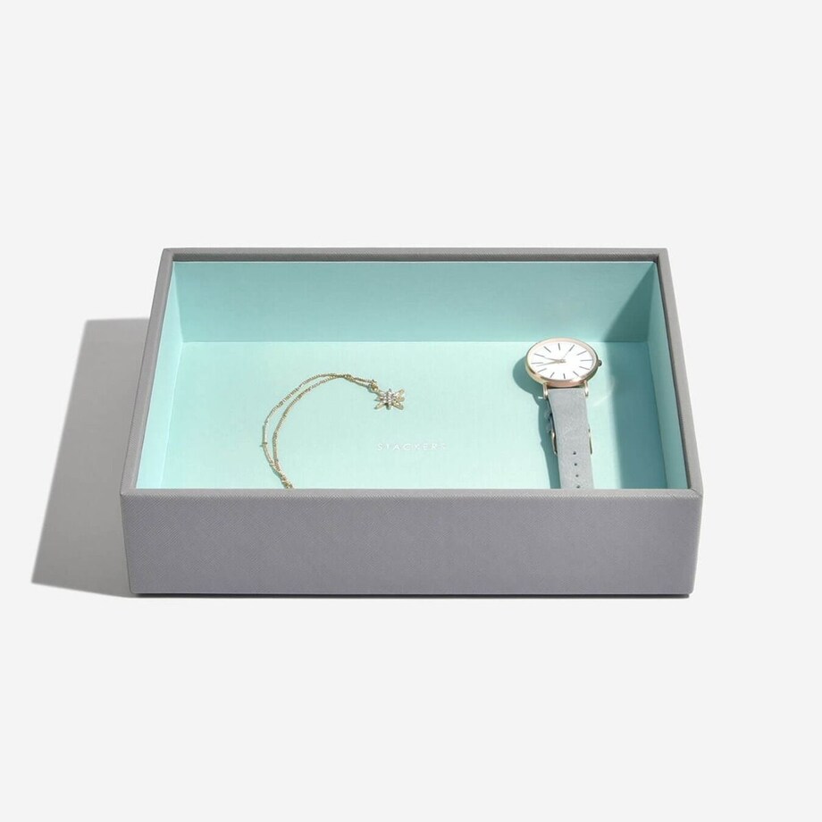 Szkatułka na biżuterię Stackers open classic szaro-miętowa