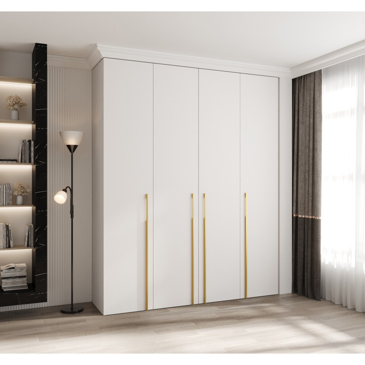 Szafa czterodrzwiowa Como 3 200 gł.40 biały+złoty