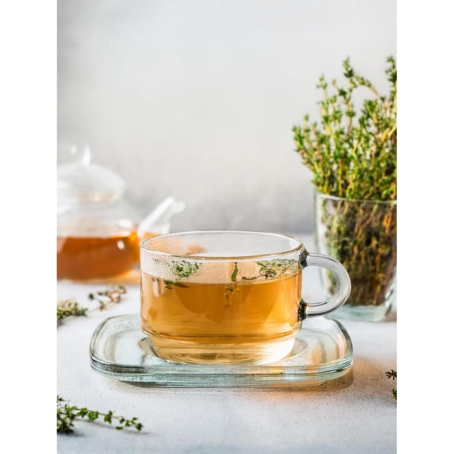 Zestaw 6 Szklane filiżanki ze spodkami do kawy latte herbaty 270ml GLASMARK