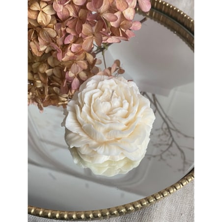 Świeca sojowa ekologiczna dekoracyjna "Peony Queen" 80x35mm biała