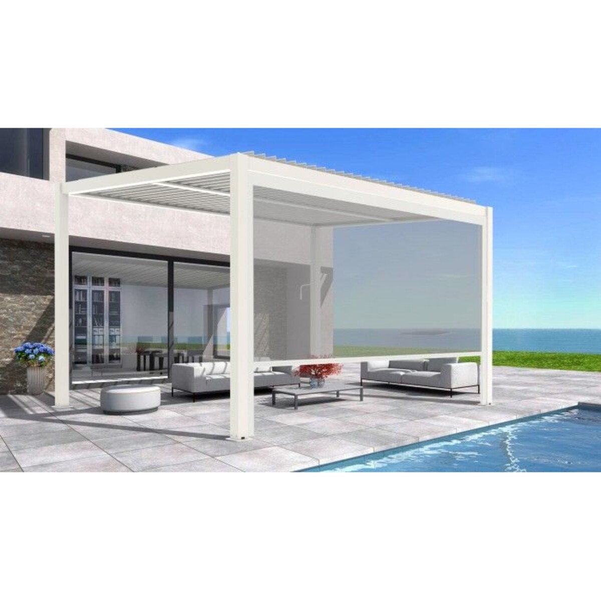 Markiza tarasowa do pergoli biała 3m aluminiowa