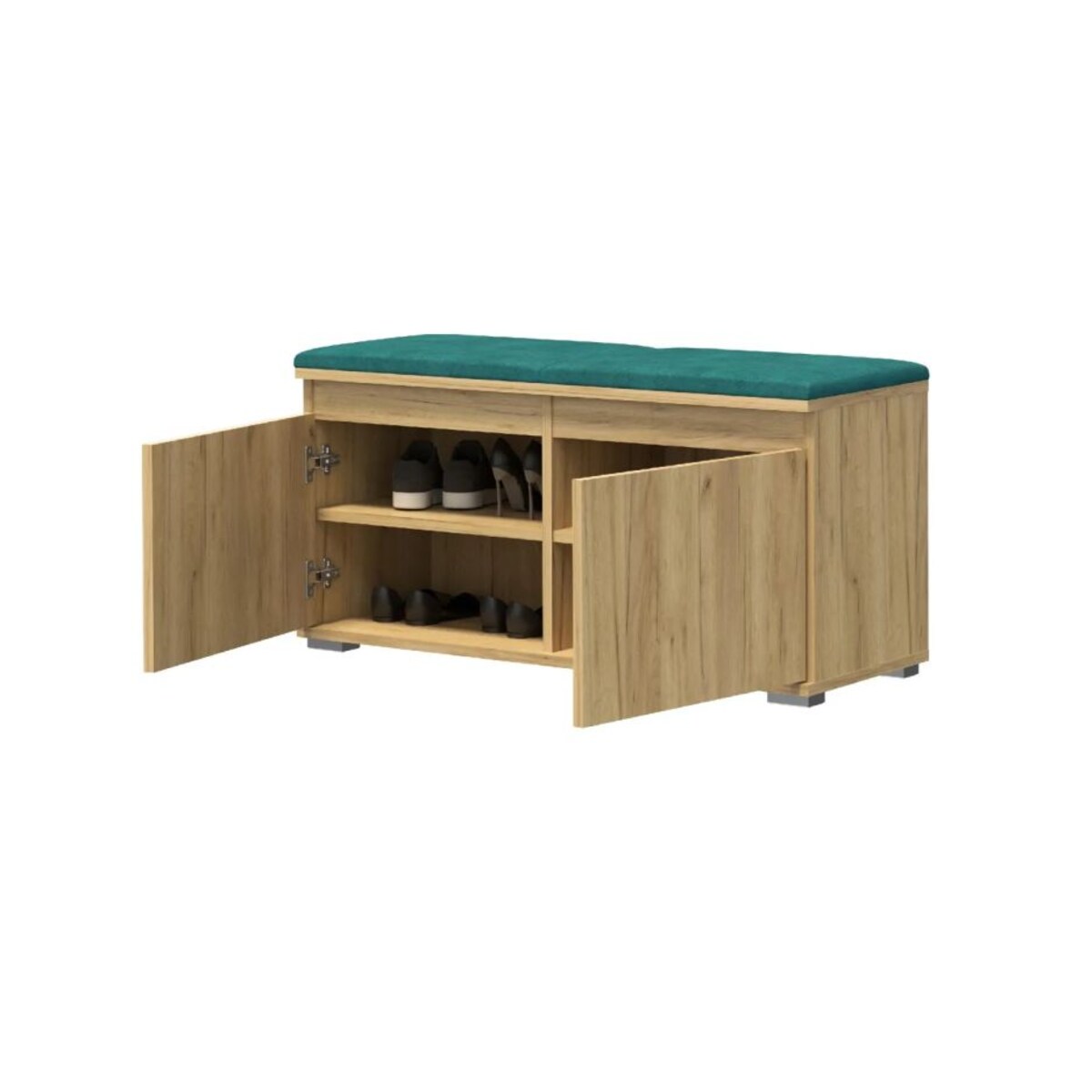 Garderoba z siedziskiem do przedpokoju SINGAPUR 154 dąb craft/zielona