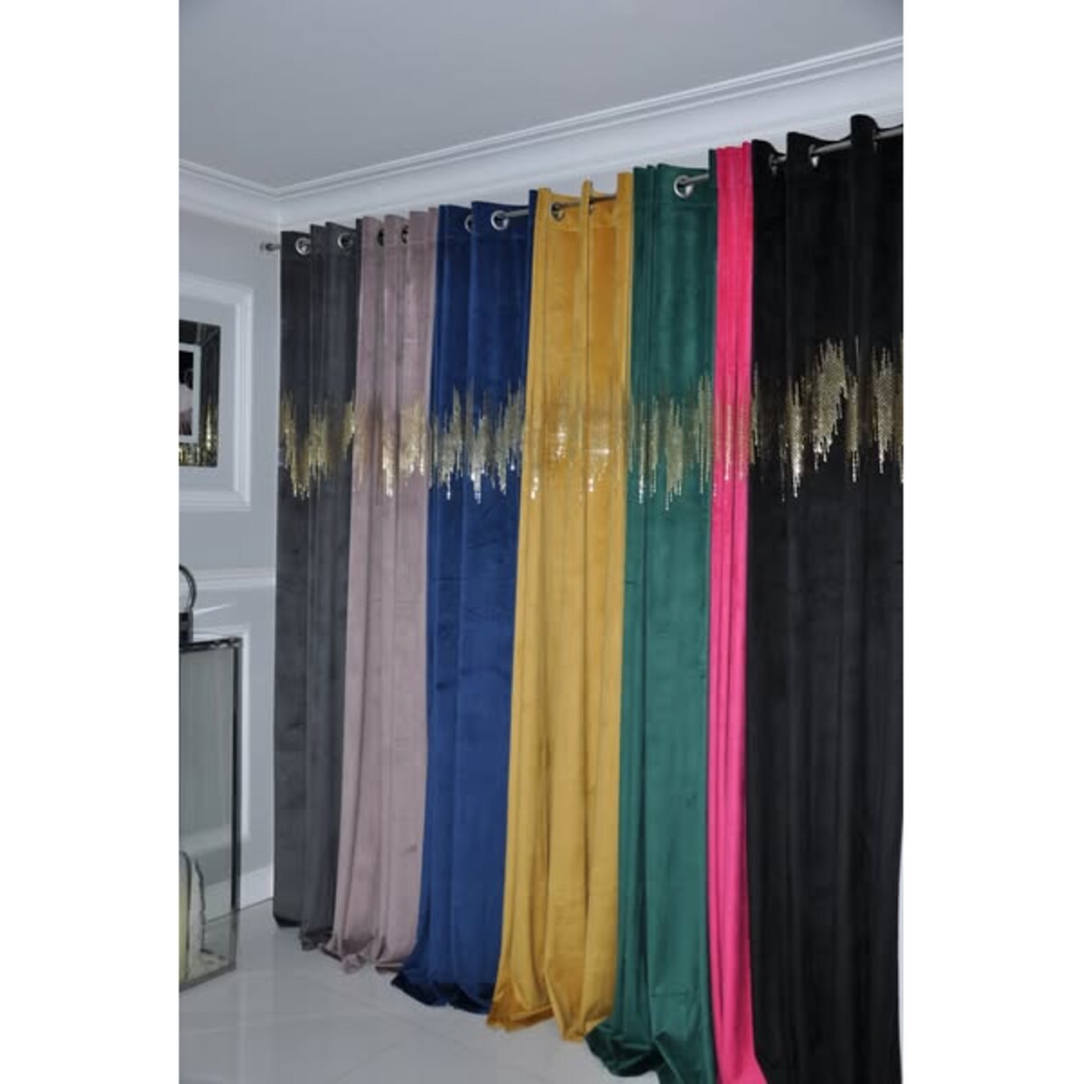 zasłona welurowa ecg gold 140x250 cm musztardowy