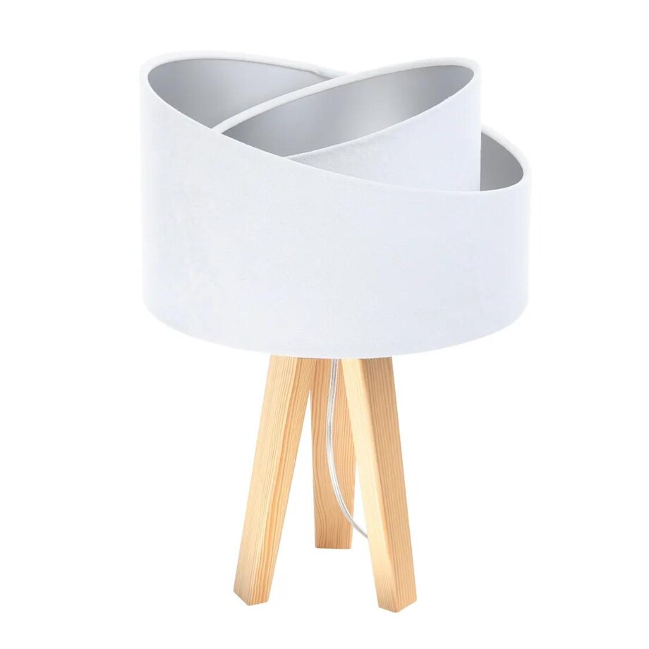 Lampa stołowa GEMSTONE biała/srebrna/sosna