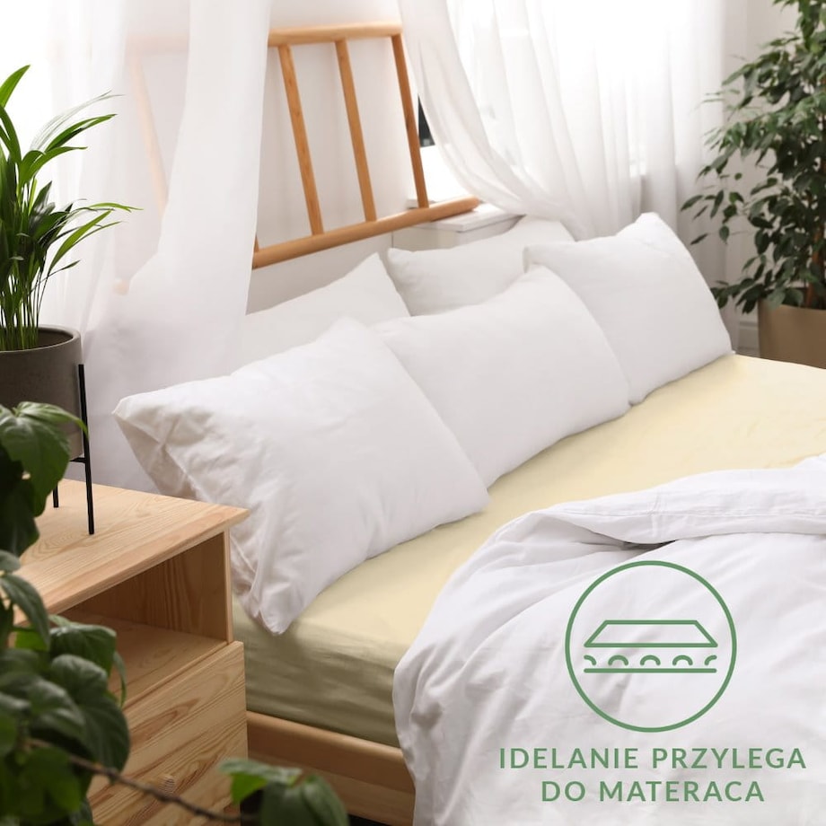 Prześcieradło jersey z gumką 120x200 kolor Krem