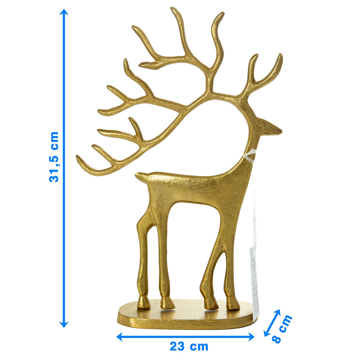 Figurka Renifer Jeleń 23X8X31.5 Cm Dekoracja Świąteczna Metalowa Złota