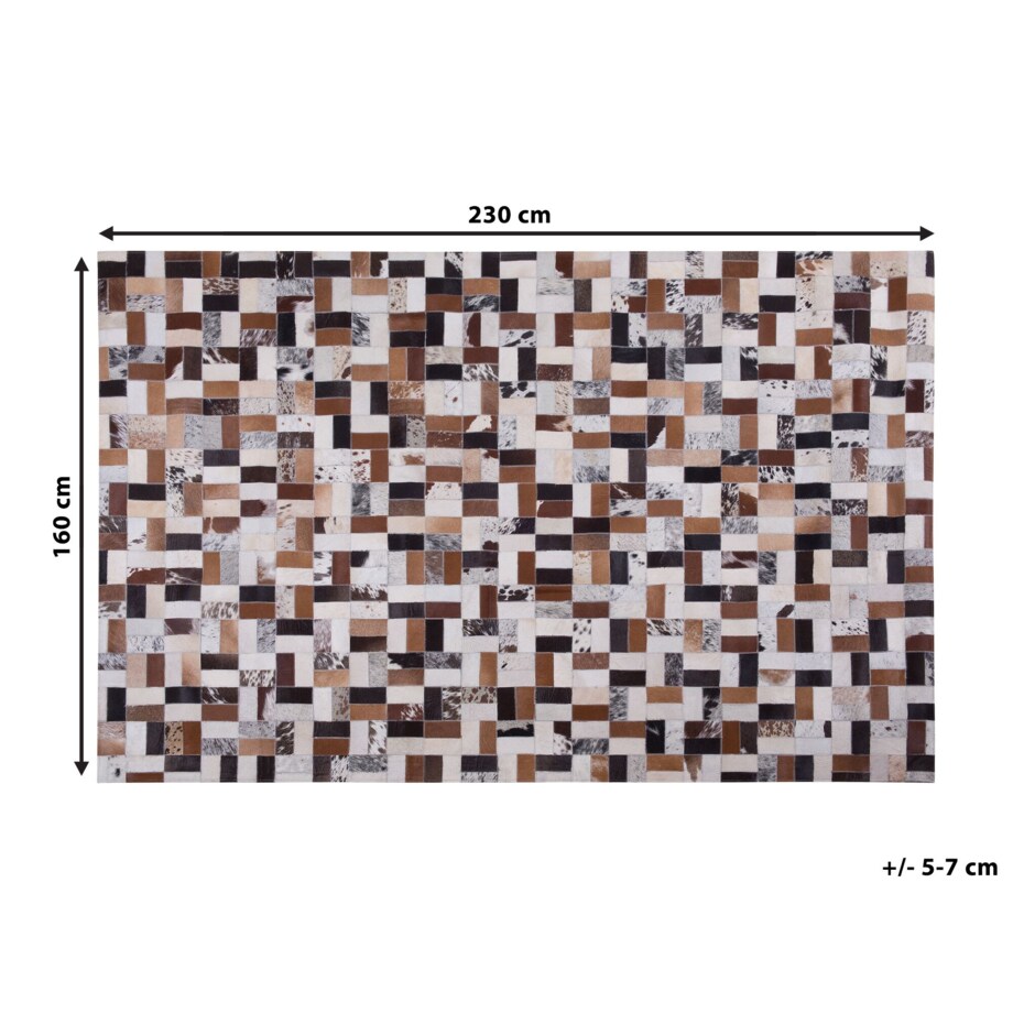 Dywan patchwork skórzany 160 x 230 cm brązowo-beżowy CESME