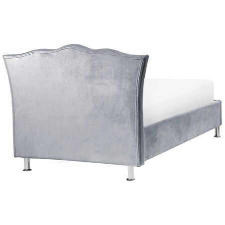 Łóżko welurowe z pojemnikiem 90 x 200 cm szare METZ
