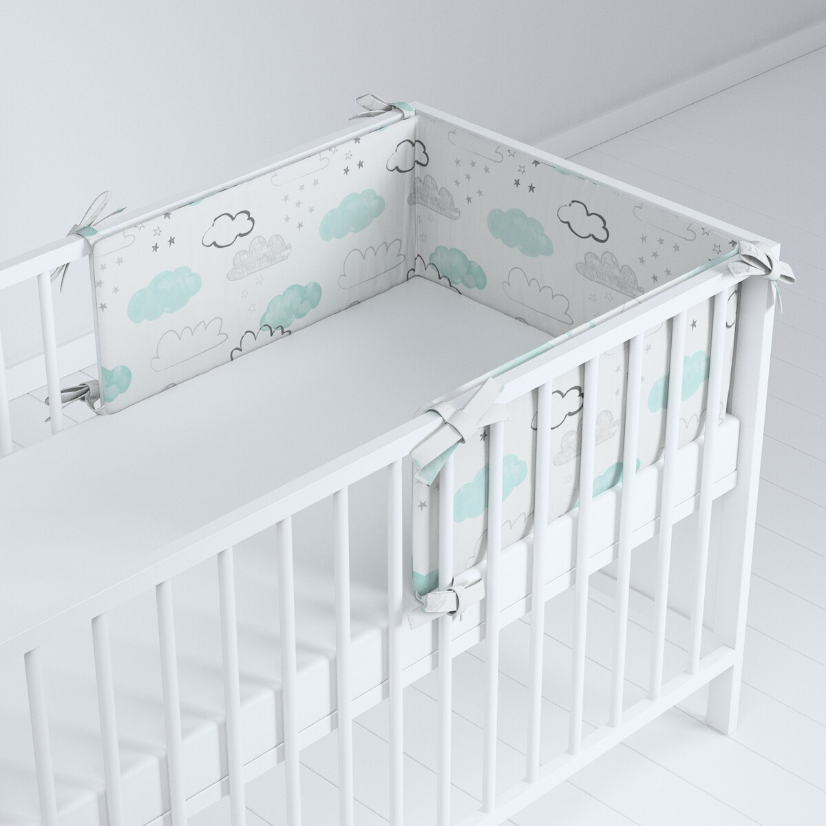 Ochraniacz do łóżeczka, ecru-niebieski, 180x30cm, Magic Collection
