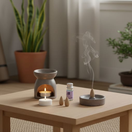 Kominek zapachowy + kadzidła HAPO, 9 elementów