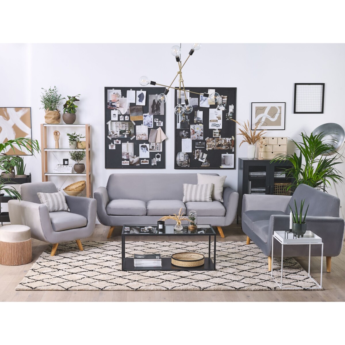 Pokrowiec na sofę 2-osobową welurowy szary BERNES