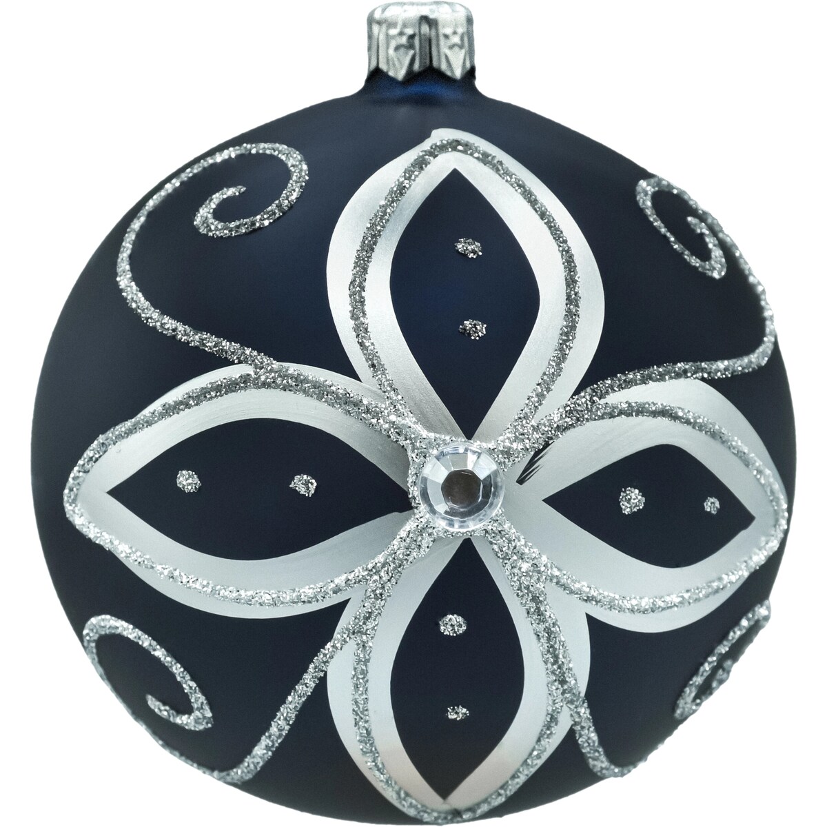 Bombki okrągłe: granatowe i białe