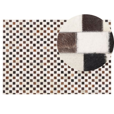 Dywan patchwork skórzany 140 x 200 cm beżowo-brązowy KAYABEY