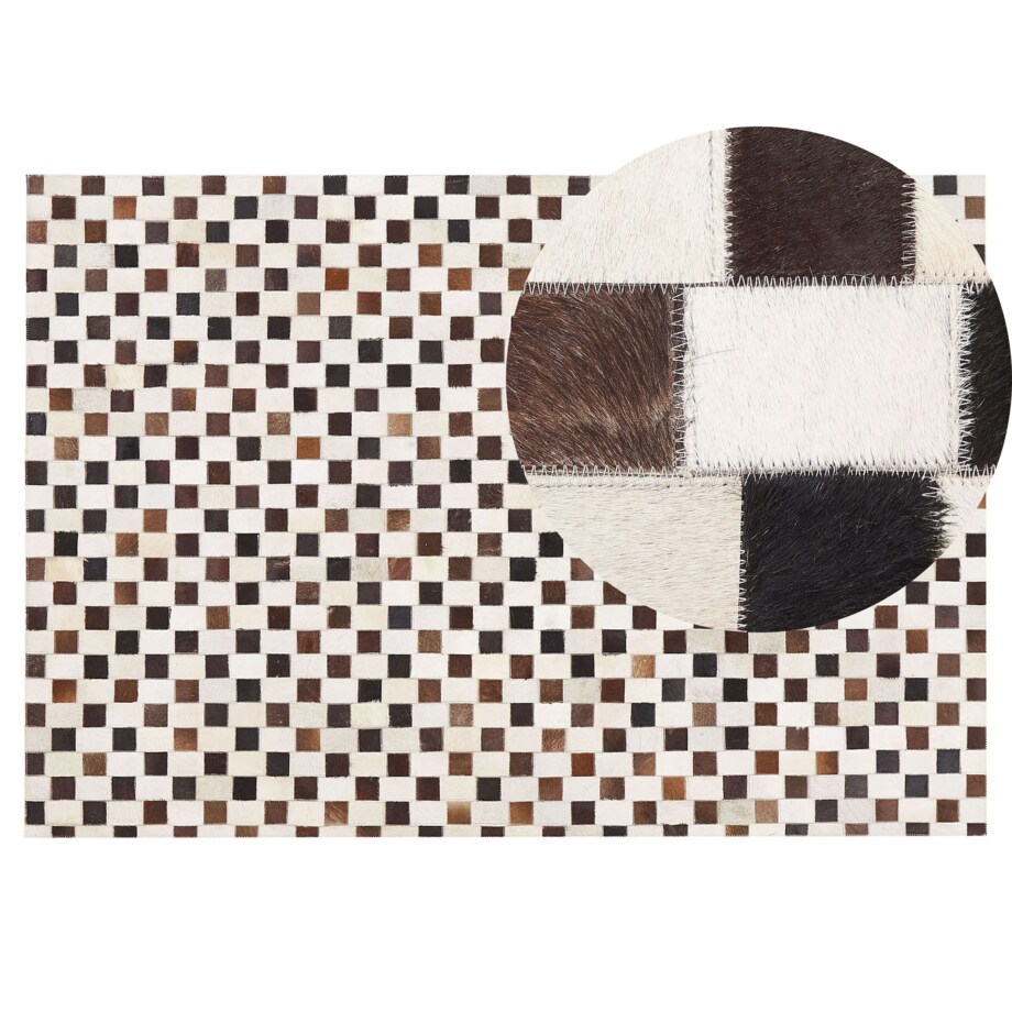 Dywan patchwork skórzany 140 x 200 cm beżowo-brązowy KAYABEY