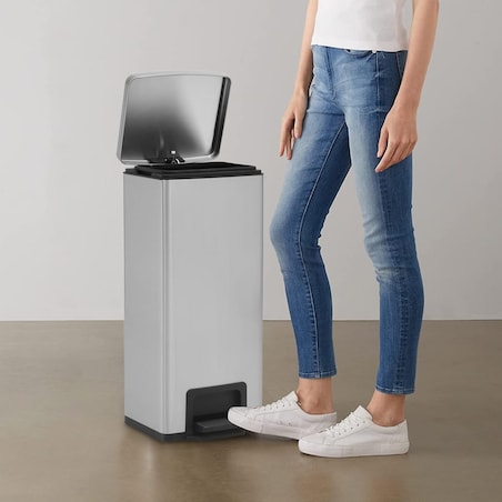 vidaXL Kosz na śmieci z pedałem, bezdotykowy, 30 L, srebrny, stal