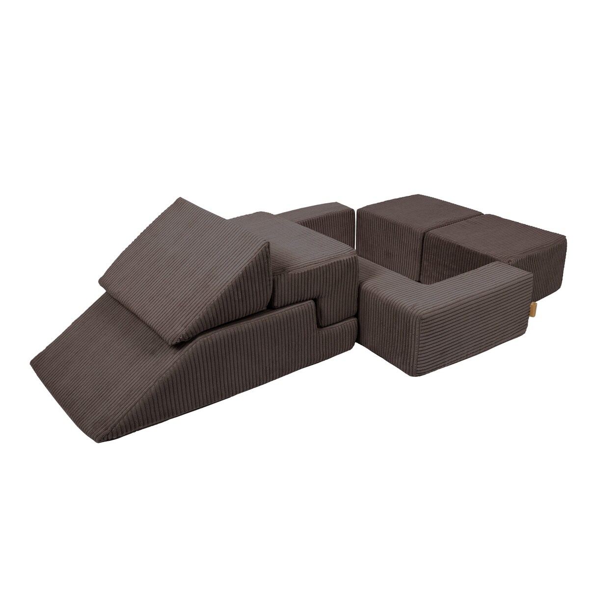 Piankowa Sofa Kostka dla Dzieci - Sofa do Pokoju Dziecięcego, Aesthetic, Brązowa