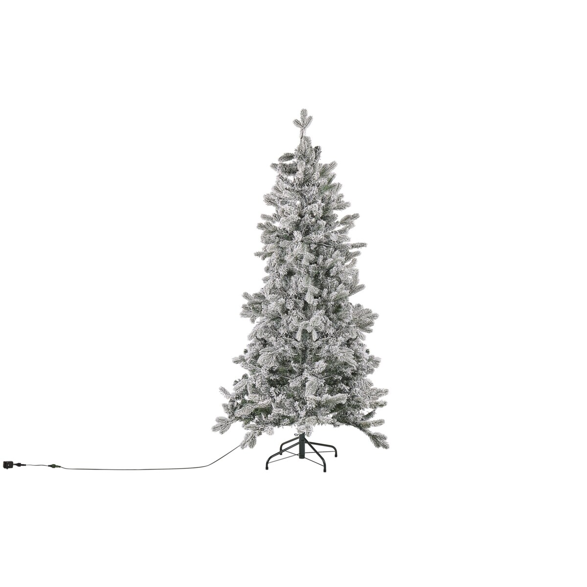 Ośnieżona sztuczna choinka ze światełkami 180 cm biała TATLOW