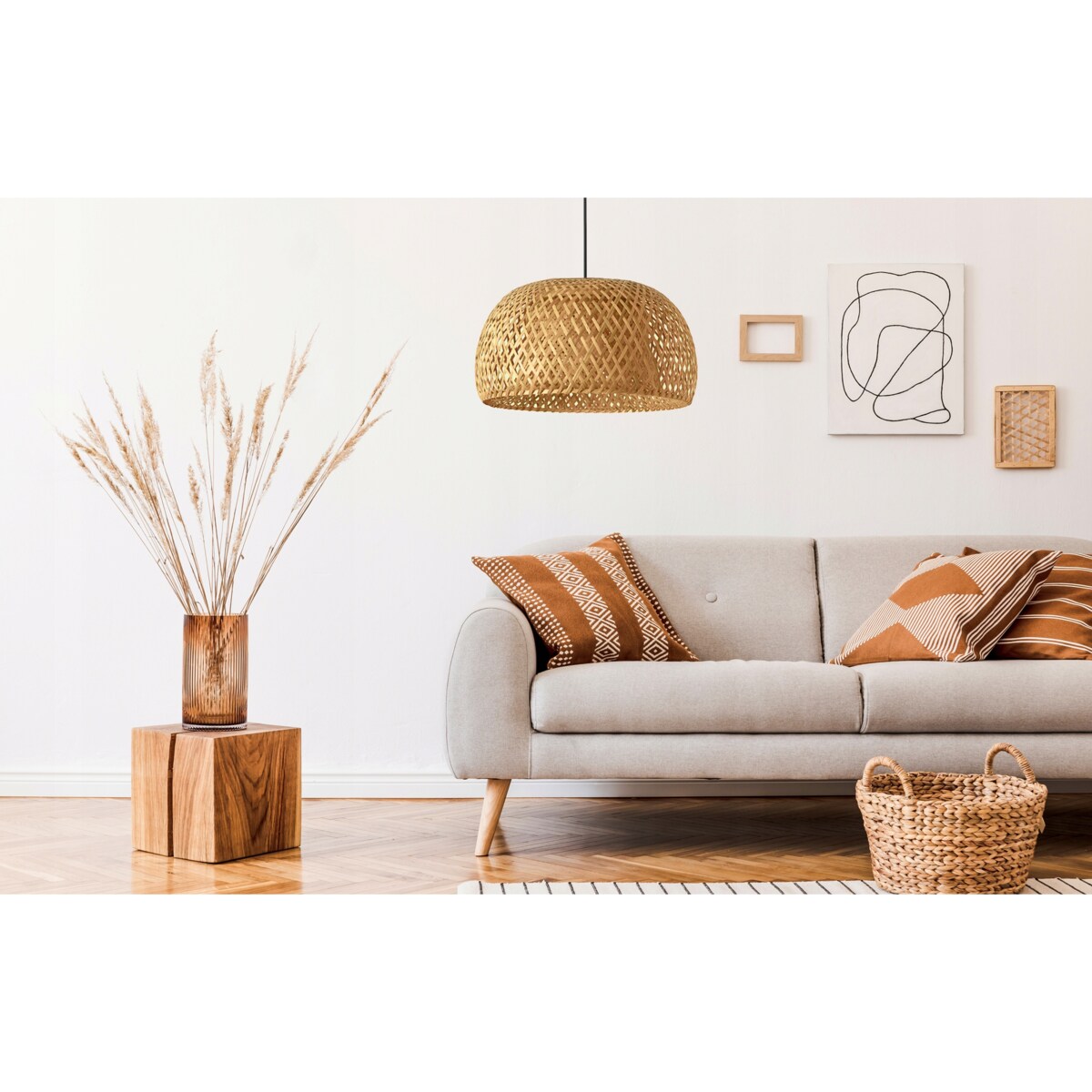 Lampa Wisząca Naturalna Boho Bambusowa Pleciona