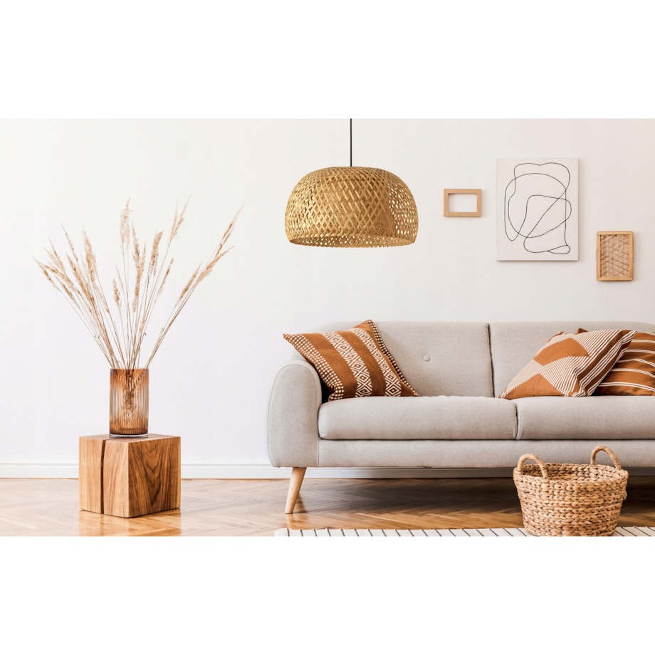 Lampa Wisząca Naturalna Boho Bambusowa Pleciona