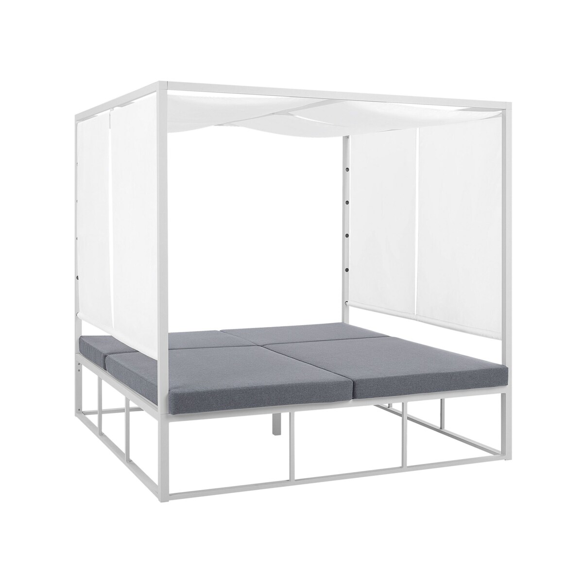 Łóżko ogrodowe z baldachimem biało-szare PALLANZA