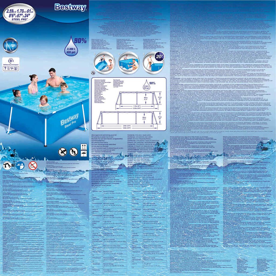 Bestway Basen ogrodowy Steel Pro ze stalową ramą, 259x170x61 cm, 56403