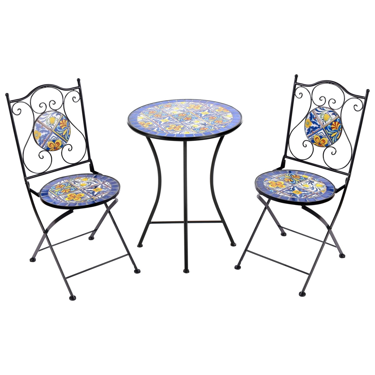 Zestaw mebli balkonowych Składane CORIANO Metal Czarny