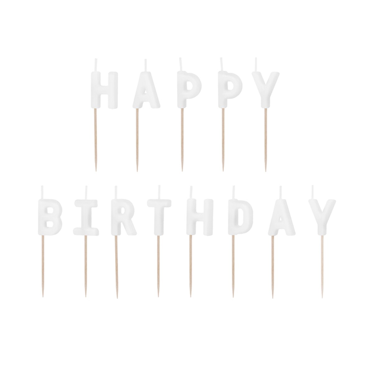 Świeczki urodzinowe Happy Birthday, 2.5 cm, biały (1 op. / 13 szt.)