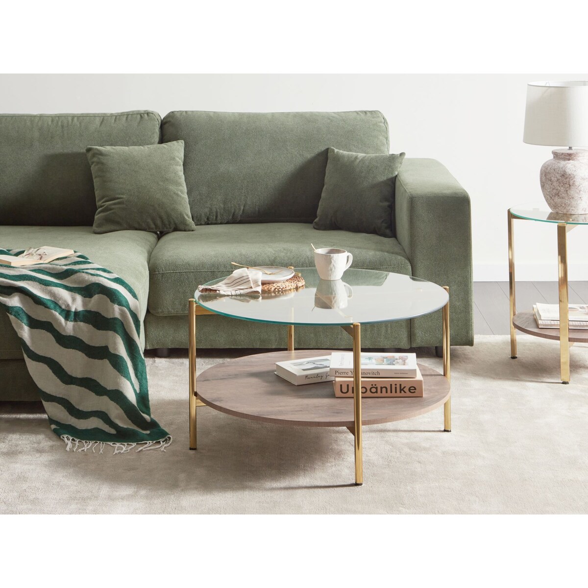 Stolik kawowy Żelazo Fornirowany Złoty LOVELL